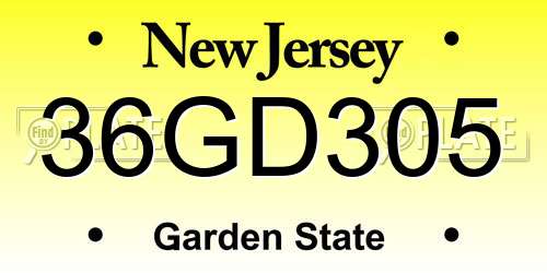 36GD305 New Jersey License Plate
