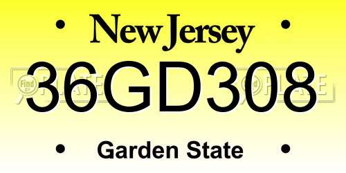 36GD308 New Jersey License Plate