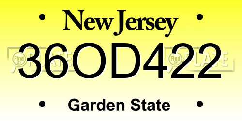 36OD422 New Jersey License Plate