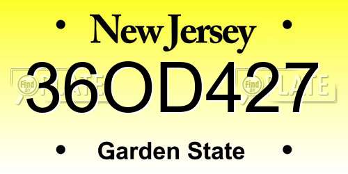 36OD427 New Jersey License Plate