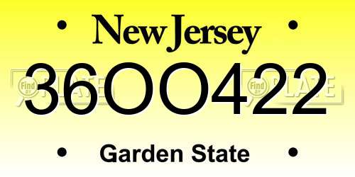 36OO422 New Jersey License Plate