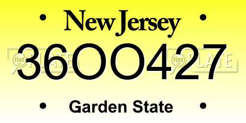 36OO427 New Jersey License Plate