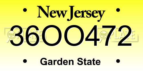 36OO472 New Jersey License Plate