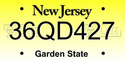 36QD427 New Jersey License Plate
