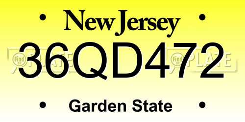 36QD472 New Jersey License Plate