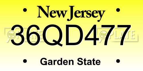 36QD477 New Jersey License Plate