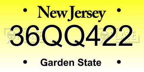 36QQ422 New Jersey License Plate