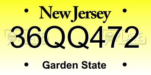 36QQ472 New Jersey License Plate