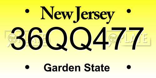 36QQ477 New Jersey License Plate