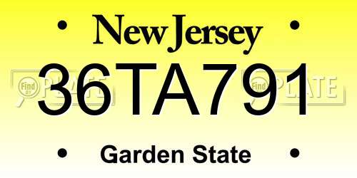 36TA791 New Jersey License Plate