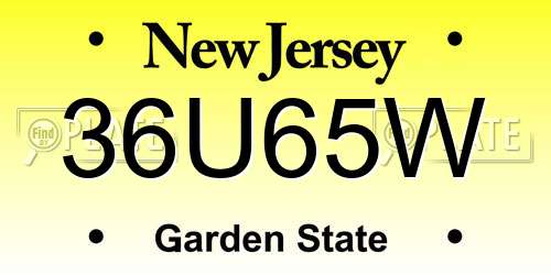 36U65W New Jersey License Plate