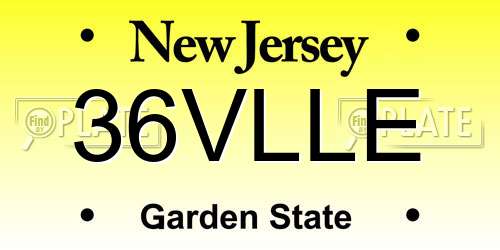 36VLLE New Jersey License Plate