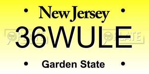 36WULE New Jersey License Plate