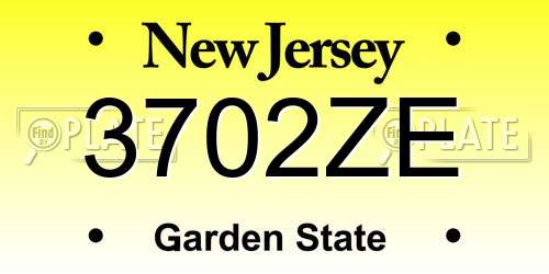 3702ZE New Jersey License Plate