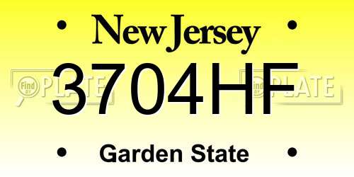 3704HF New Jersey License Plate