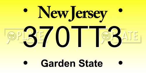 370TT3 New Jersey License Plate