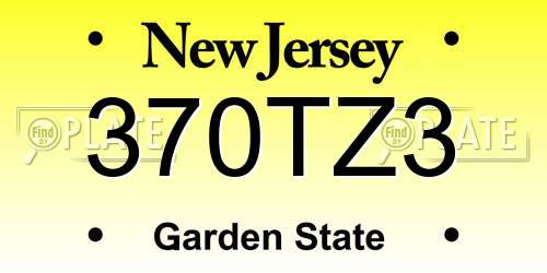 370TZ3 New Jersey License Plate