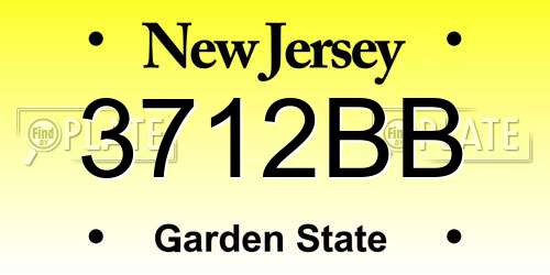 3712BB New Jersey License Plate