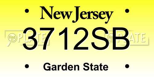 3712SB New Jersey License Plate