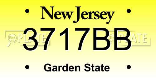3717BB New Jersey License Plate