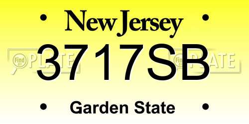 3717SB New Jersey License Plate