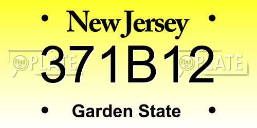 371B12 New Jersey License Plate