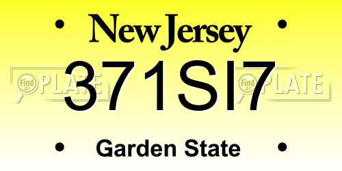 371SI7 New Jersey License Plate