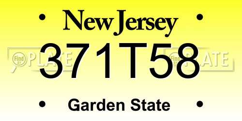 371T58 New Jersey License Plate