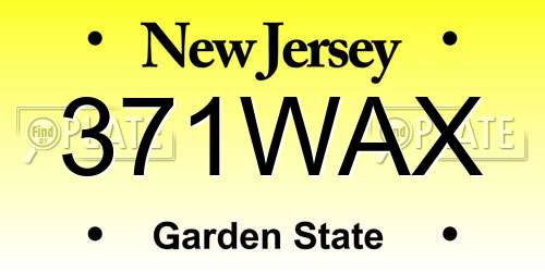371WAX New Jersey License Plate