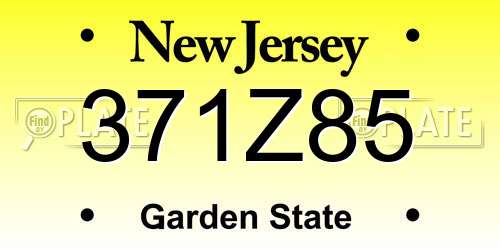371Z85 New Jersey License Plate