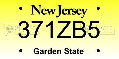 371ZB5 New Jersey License Plate