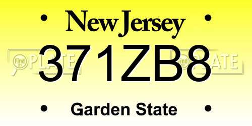 371ZB8 New Jersey License Plate