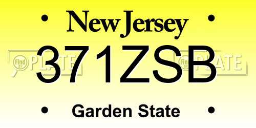 371ZSB New Jersey License Plate