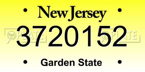 3720152 New Jersey License Plate