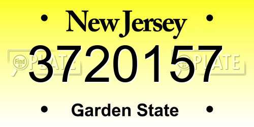 3720157 New Jersey License Plate