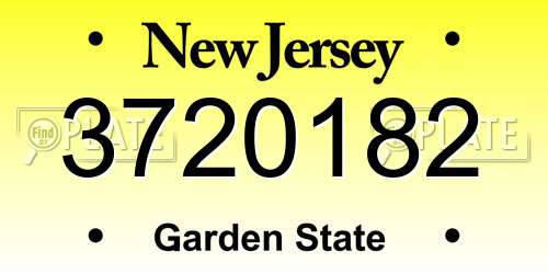 3720182 New Jersey License Plate