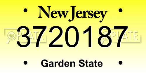 3720187 New Jersey License Plate