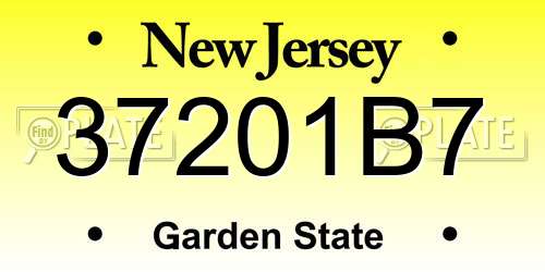 37201B7 New Jersey License Plate