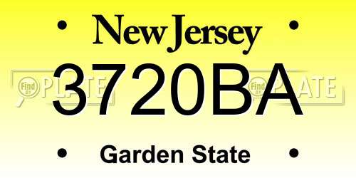 3720BA New Jersey License Plate