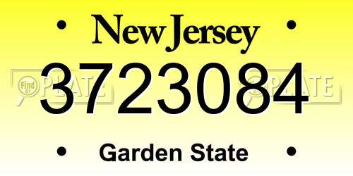 3723084 New Jersey License Plate