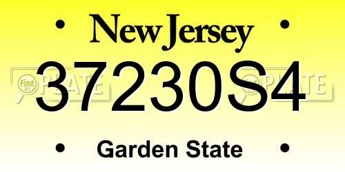 37230S4 New Jersey License Plate