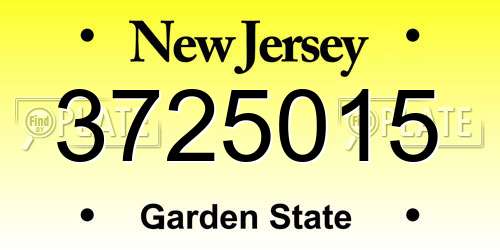 3725015 New Jersey License Plate