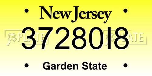 37280I8 New Jersey License Plate
