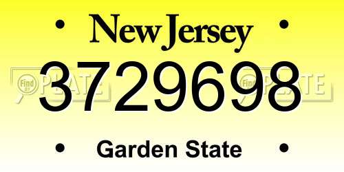 3729698 New Jersey License Plate
