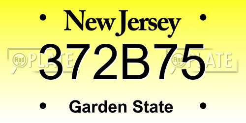 372B75 New Jersey License Plate