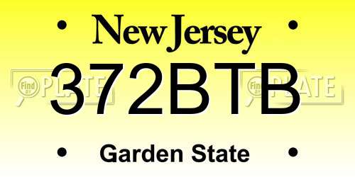 372BTB New Jersey License Plate