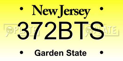 372BTS New Jersey License Plate
