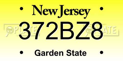 372BZ8 New Jersey License Plate