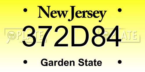 372D84 New Jersey License Plate