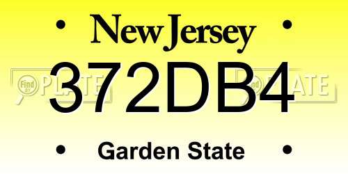 372DB4 New Jersey License Plate